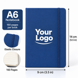 Custom A6 Notebook Wholesale | Personalized Pocket Journal with Logo, Elastic Strap, 160 Pages, 9 × 14 cm (3.5 × 5.5 in)