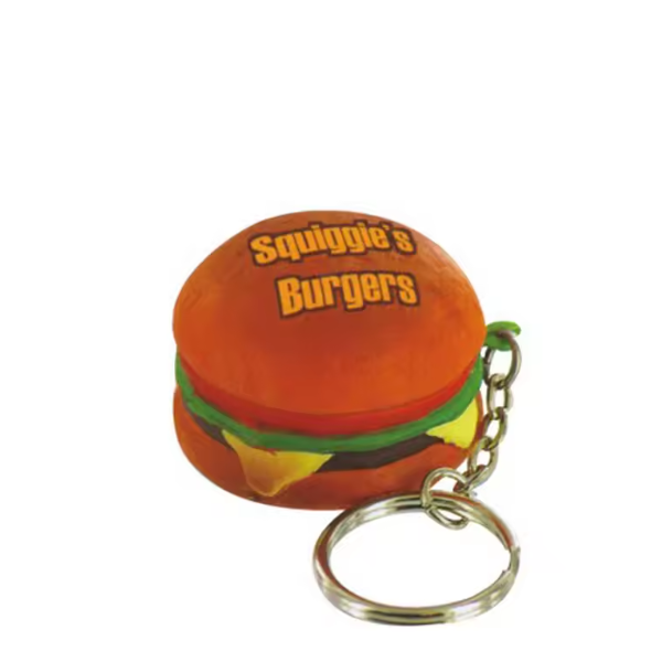 Custom Mini Anti-Stress Ball Hamburger Shape PU Key Chain PU Hamburger Shape Anti Stress Ball