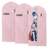 Custom Logo Personalized Travel Dust Cover Foldable Dress Clothes Suit Protector Garment Bag Woven Fabric Material for Packing