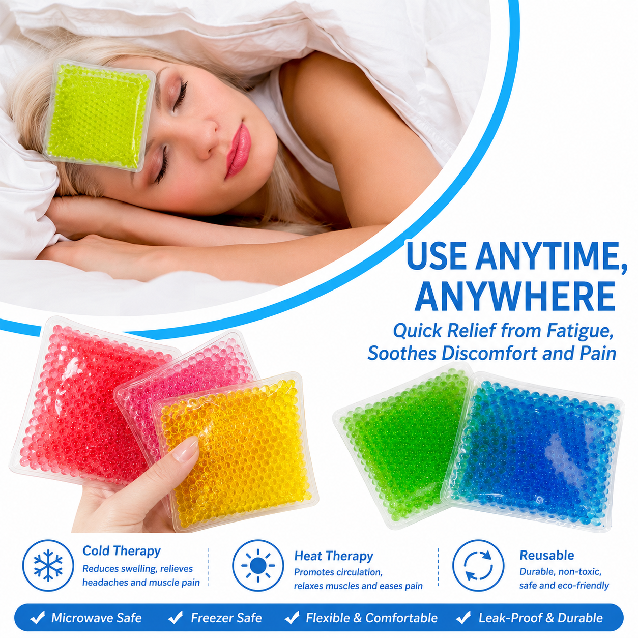Reusable Custom Logo Hot and Cold Gel Beads Massage Pack