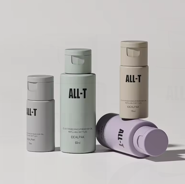 Custom Logo Empty White PET PCR Flip Cap Bottle Travel Size Shampoo Shower Gel Sub Bottle Cosmetic Packaging Bottles