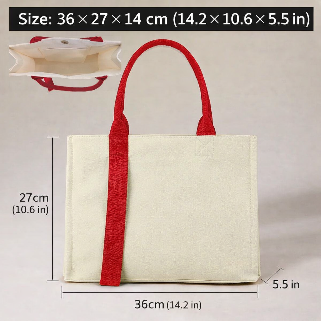 Bolsa de lona estructurada premium: bolsa reutilizable con embalaje boutique e impresión personalizada.
