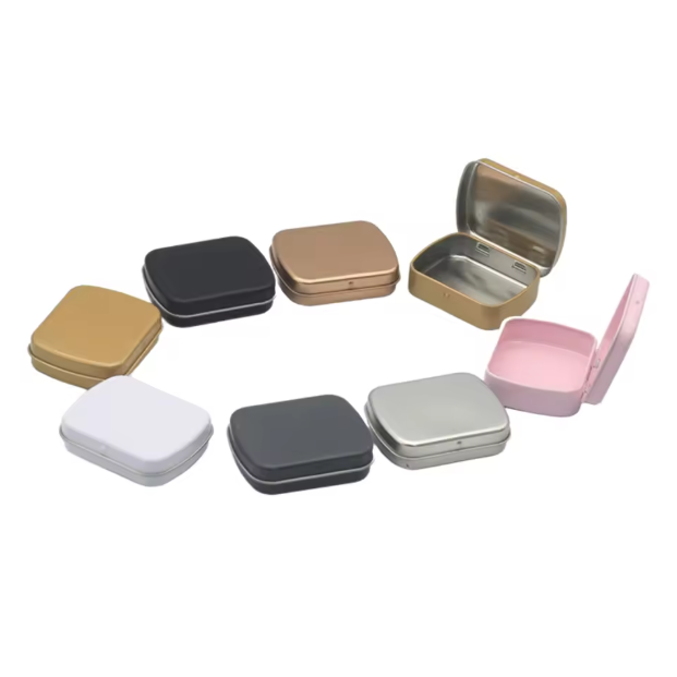 Custom Logo Mint Tin Box Matte Black Metal Container Small Candy Gold Tinplate Jar