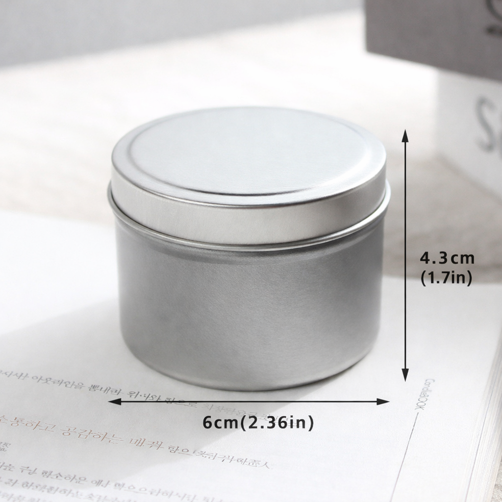 Contenedor de lata para velas personalizado - Tarro de vela aromática y lata de almacenamiento (6 cm × 4.3 cm / 2.36 in × 1.7 in)