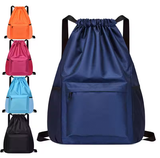 Custom Promotional Water-Resistant School Drawstring Backpacks with Pocket and Logo Printing