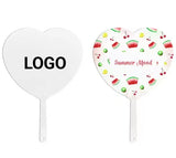 Custom Logo Summer Handheld DIY Fan Double-Sided Sublimation PET Plastic Heat Transfer Die-Cut Shape Hand Fan
