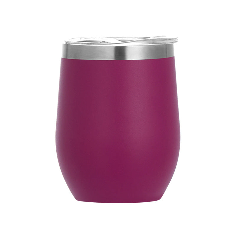 Vaso de vino de 12 oz, de acero inoxidable, con doble pared de aislamiento, para agua, con forma de huevo al vacío, con logotipo personalizado. Vaso de vino de 12 oz.