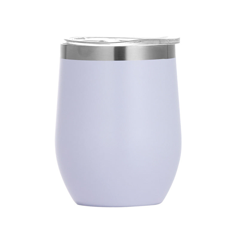 Vaso de vino de 12 oz, de acero inoxidable, con doble pared de aislamiento, para agua, con forma de huevo al vacío, con logotipo personalizado. Vaso de vino de 12 oz.