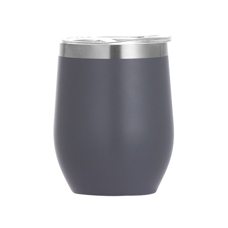 Vaso de vino de 12 oz, de acero inoxidable, con doble pared de aislamiento, para agua, con forma de huevo al vacío, con logotipo personalizado. Vaso de vino de 12 oz.