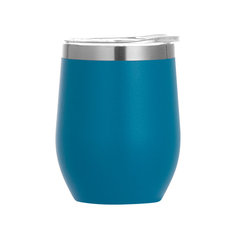 Vaso de vino de 12 oz, de acero inoxidable, con doble pared de aislamiento, para agua, con forma de huevo al vacío, con logotipo personalizado. Vaso de vino de 12 oz.