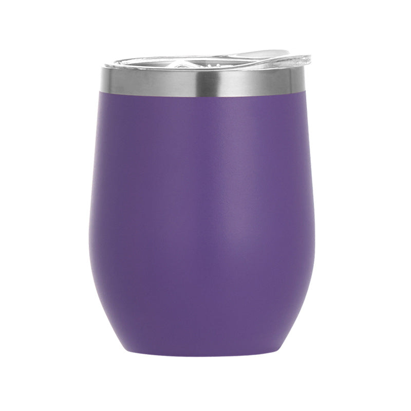 Vaso de vino de 12 oz, de acero inoxidable, con doble pared de aislamiento, para agua, con forma de huevo al vacío, con logotipo personalizado. Vaso de vino de 12 oz.
