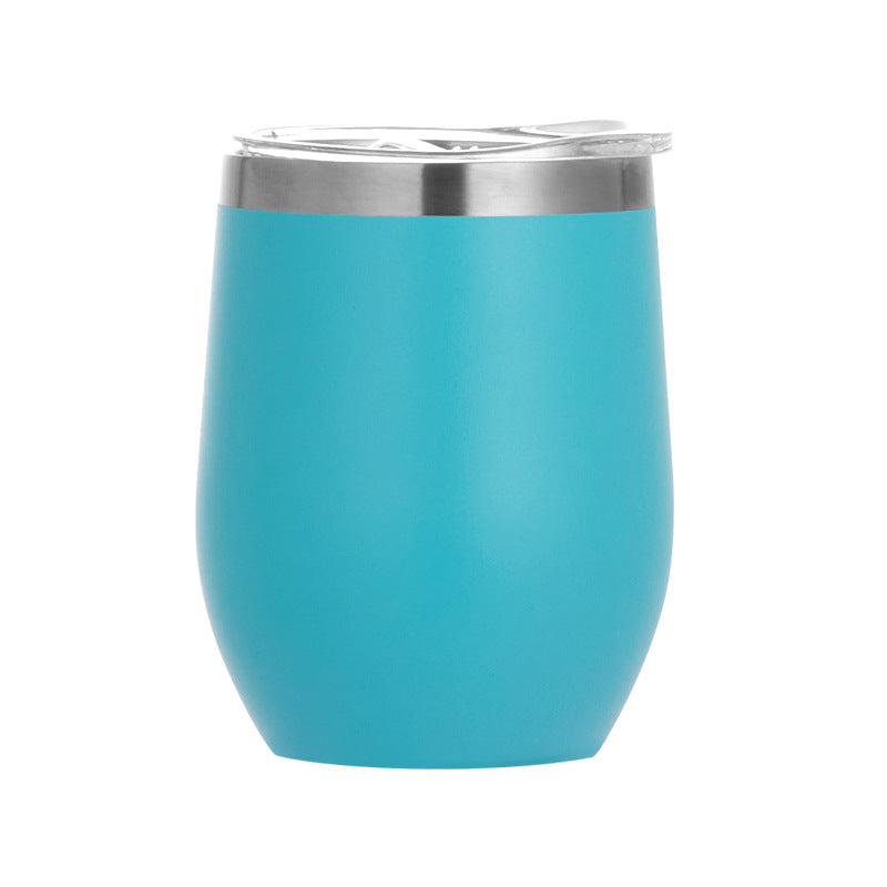 Vaso de vino de 12 oz, de acero inoxidable, con doble pared de aislamiento, para agua, con forma de huevo al vacío, con logotipo personalizado. Vaso de vino de 12 oz.