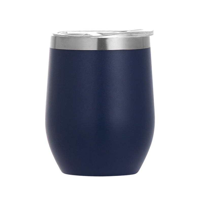 Vaso de vino de 12 oz, de acero inoxidable, con doble pared de aislamiento, para agua, con forma de huevo al vacío, con logotipo personalizado. Vaso de vino de 12 oz.