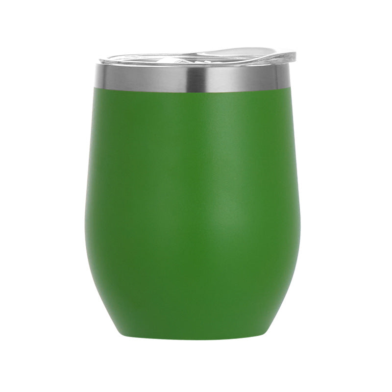Vaso de vino de 12 oz, de acero inoxidable, con doble pared de aislamiento, para agua, con forma de huevo al vacío, con logotipo personalizado. Vaso de vino de 12 oz.