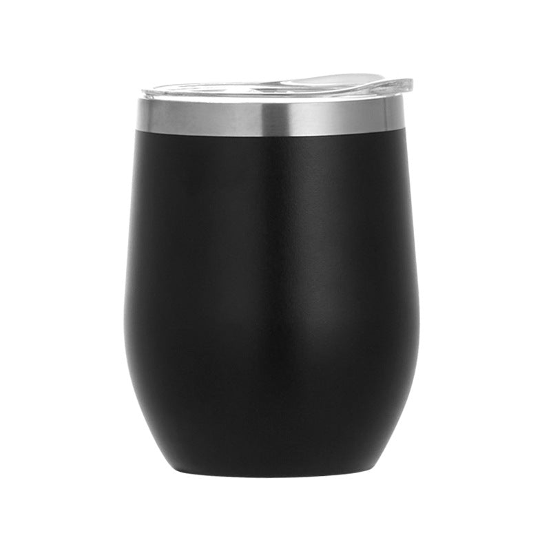 Vaso de vino de 12 oz, de acero inoxidable, con doble pared de aislamiento, para agua, con forma de huevo al vacío, con logotipo personalizado. Vaso de vino de 12 oz.