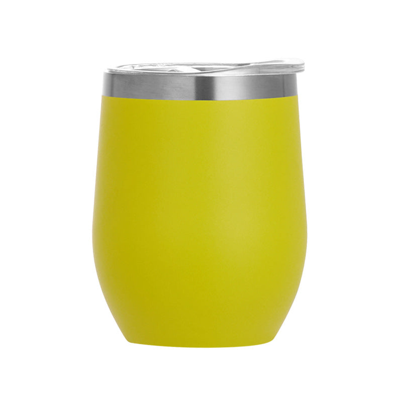 Vaso de vino de 12 oz, de acero inoxidable, con doble pared de aislamiento, para agua, con forma de huevo al vacío, con logotipo personalizado. Vaso de vino de 12 oz.