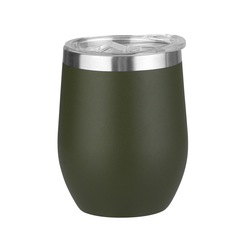 Vaso de vino de 12 oz, de acero inoxidable, con doble pared de aislamiento, para agua, con forma de huevo al vacío, con logotipo personalizado. Vaso de vino de 12 oz.