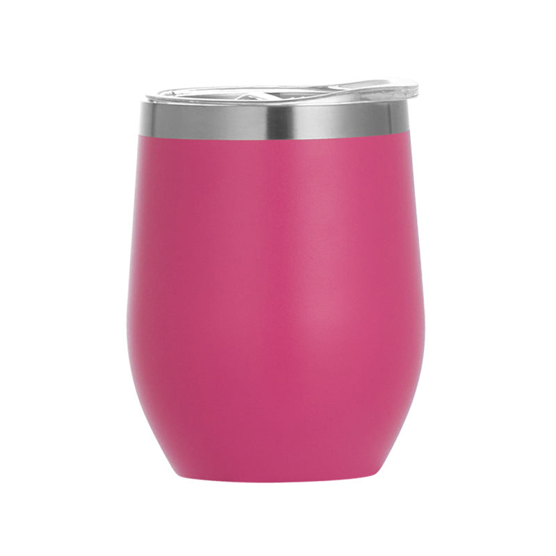 Vaso de vino de 12 oz, de acero inoxidable, con doble pared de aislamiento, para agua, con forma de huevo al vacío, con logotipo personalizado. Vaso de vino de 12 oz.