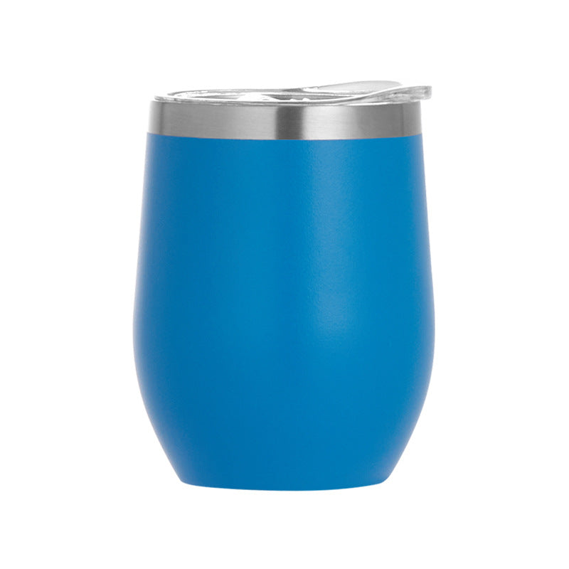 Vaso de vino de 12 oz, de acero inoxidable, con doble pared de aislamiento, para agua, con forma de huevo al vacío, con logotipo personalizado. Vaso de vino de 12 oz.