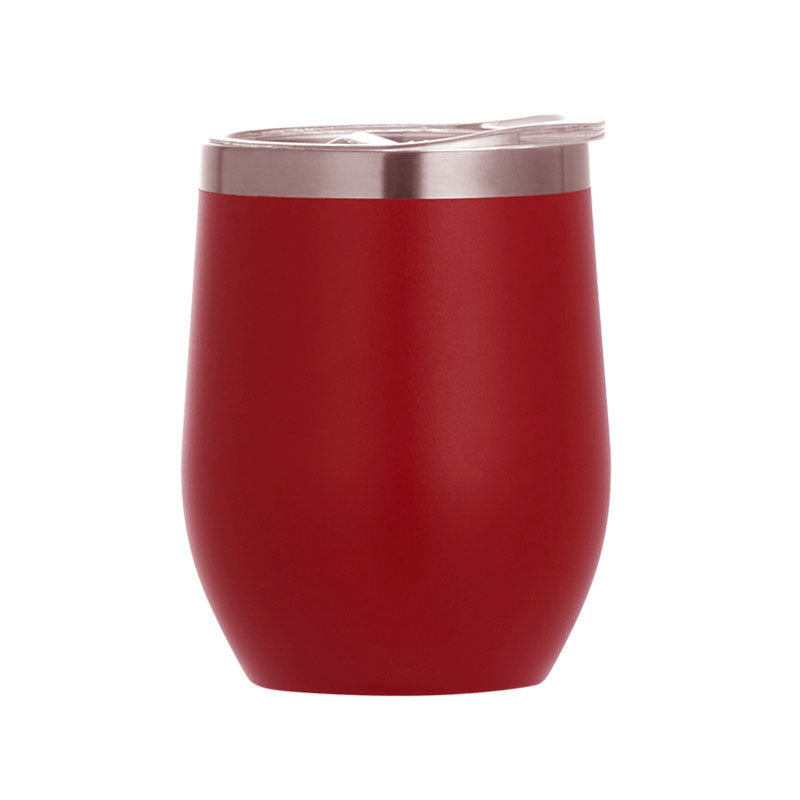 Vaso de vino de 12 oz, de acero inoxidable, con doble pared de aislamiento, para agua, con forma de huevo al vacío, con logotipo personalizado. Vaso de vino de 12 oz.