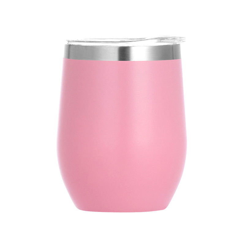 Vaso de vino de 12 oz, de acero inoxidable, con doble pared de aislamiento, para agua, con forma de huevo al vacío, con logotipo personalizado. Vaso de vino de 12 oz.