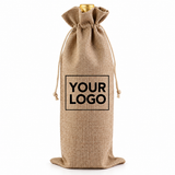 Custom Linen Wine Bag with Logo – Personalized Drawstring Bottle Gift Bag