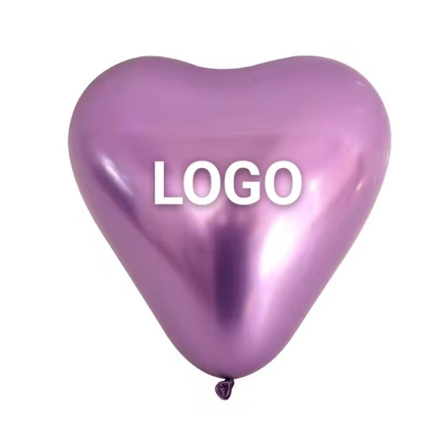 Custom Logo Color 12 Inch  Decoration Latex Ballon Heart Shape Chrome Balloons