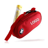 Custom Logo Premium Portable Red Insulated Medical Organizer Bag with Polyester Zipper for Diabetic Supplies Travel or Beach Use