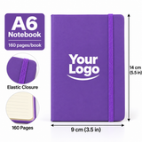 Custom A6 Notebook Wholesale | Personalized Pocket Journal with Logo, Elastic Strap, 160 Pages, 9 × 14 cm (3.5 × 5.5 in)