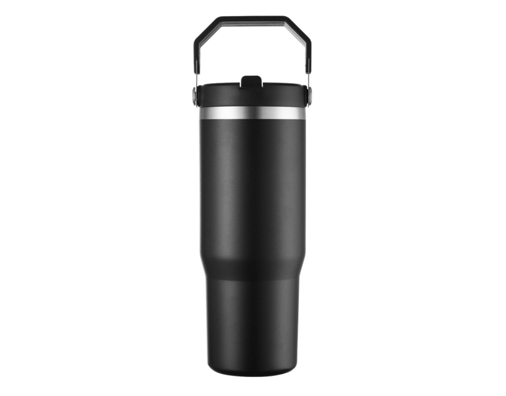 Vaso de viaje con aislamiento al vacío de acero inoxidable 304 de 30 oz con asa, taza de coche de doble pared, taza de café portátil, marca personalizada disponible