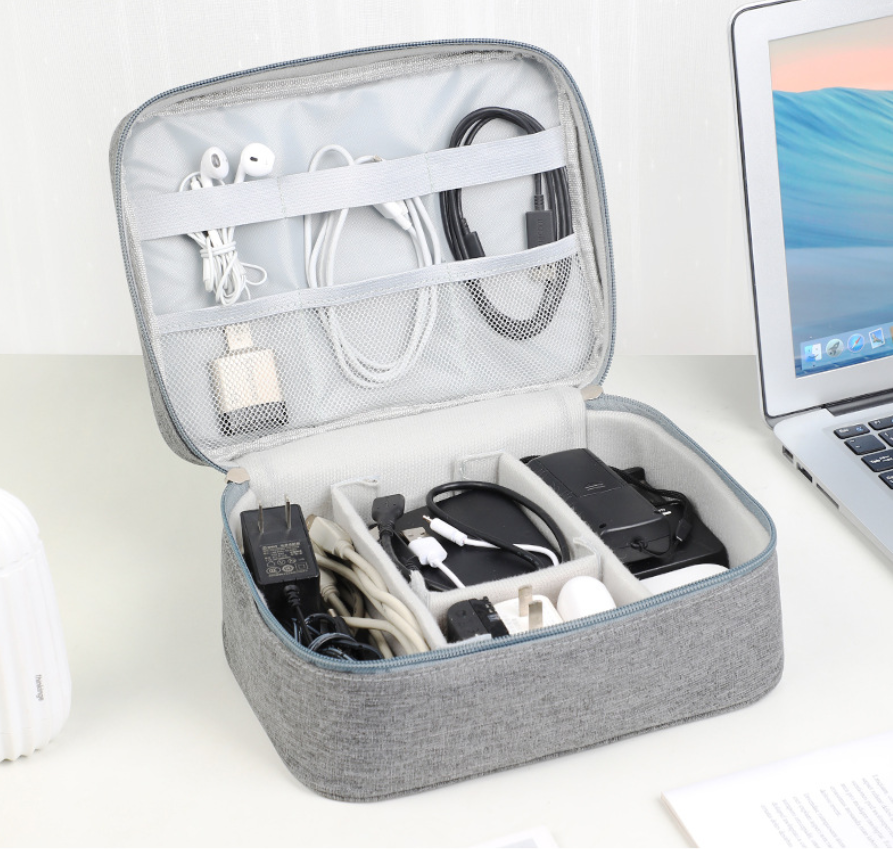 Organizador de accesorios tecnológicos con logotipo personalizado – Bolsa de almacenamiento multiusos para cables, cargadores y baterías externas