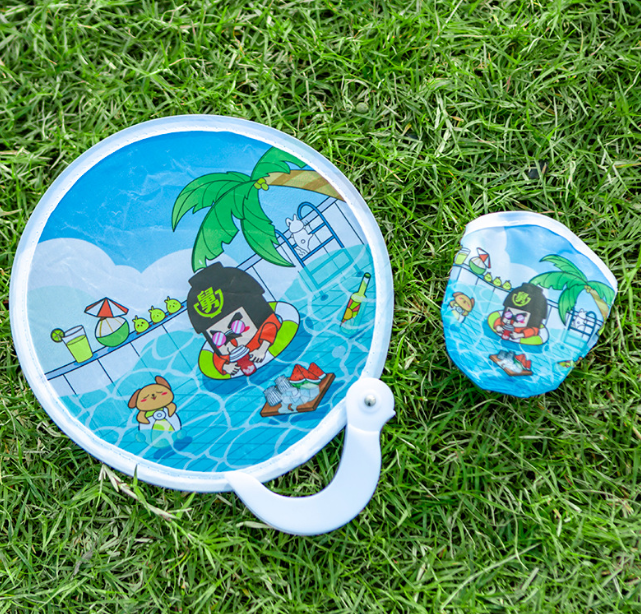 Custom Blank Round Folding Hand Fan – Portable Fabric Fan with Logo Printing