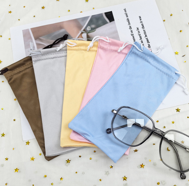 Custom Microfiber Drawstring Sunglasses Pouch – Soft Eyeglass Storage Bag, Protective Glasses Case