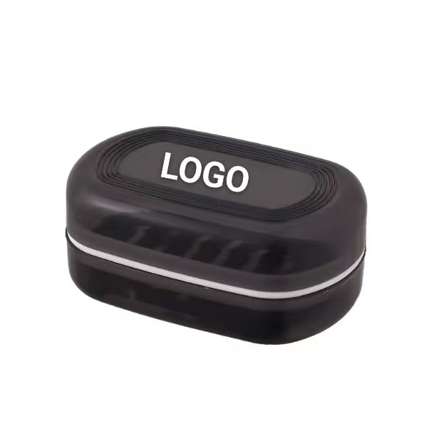Caja de almacenamiento de jabón de plástico de doble capa con logotipo personalizado para viajes, jabonera para dormitorio
