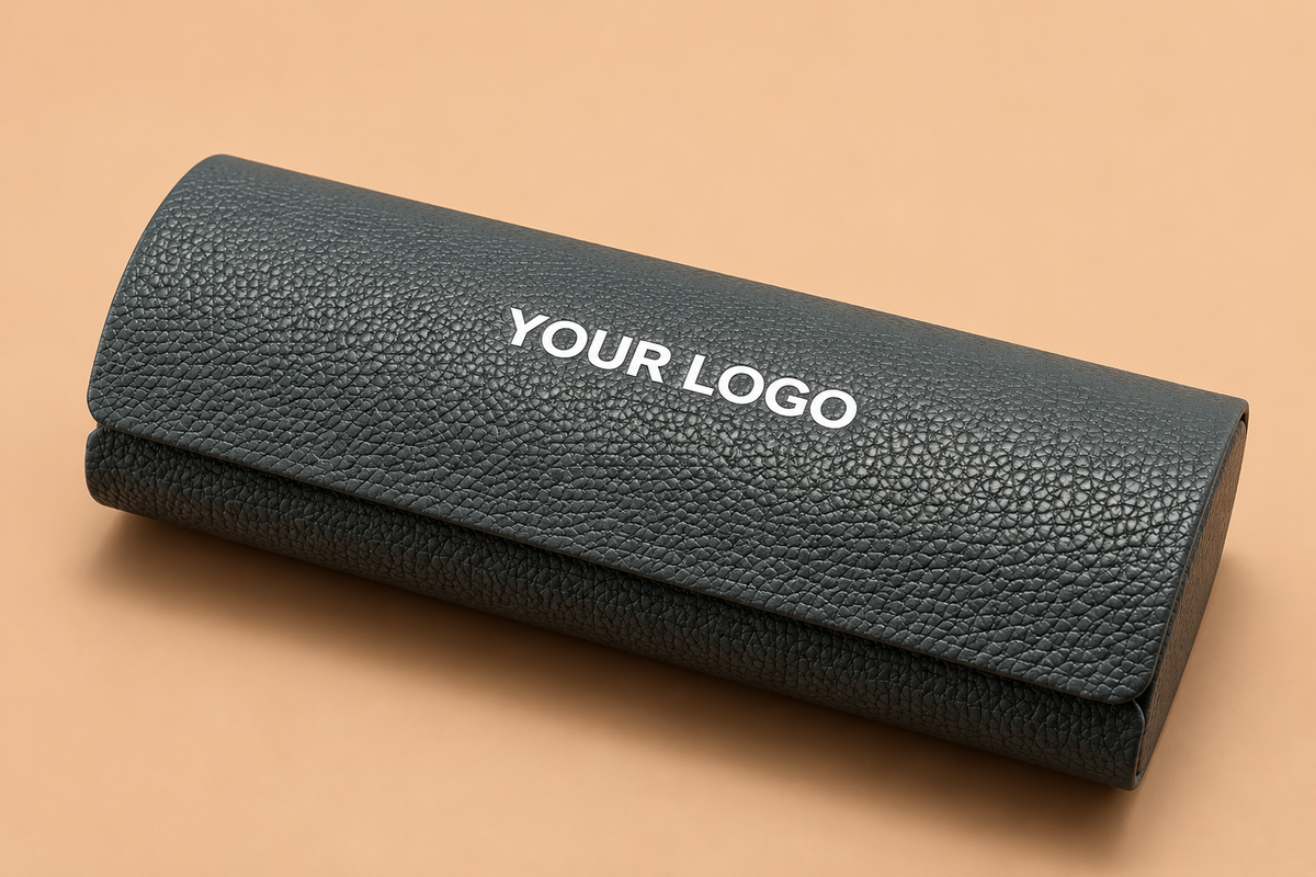 Custom Logo Premium Leather Cylindrical Eyeglass Case – Luxury Hard Case for Sunglasses & Prescription Glasses
