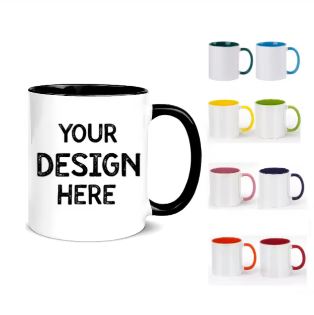 11oz Color Inside Mug With Colored Interior and Handle Custom Logo Printing Durable Ceramic High Quality