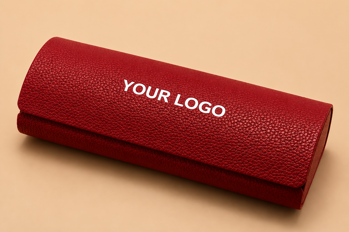 Custom Logo Premium Leather Cylindrical Eyeglass Case – Luxury Hard Case for Sunglasses & Prescription Glasses