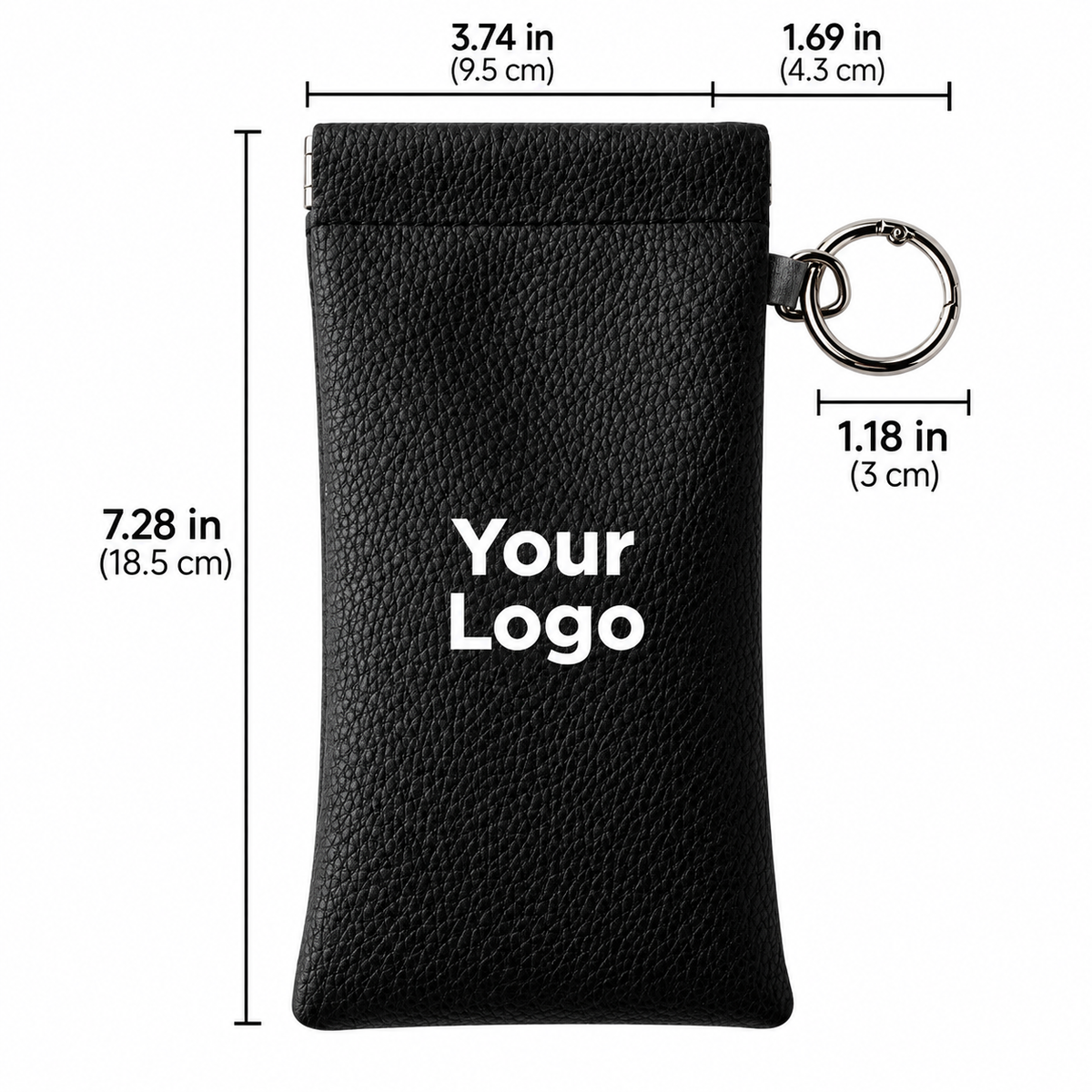 Custom PU Leather Eyeglass Case with Automatic Closure, Large Capacity Sunglasses & Glasses Pouch, Long Protective Eyewear Case