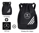 Custom Logo Sports Basketball Backpack Large Capacity Flap Pocket with Zipper Closure Fashion Drawstring Bag