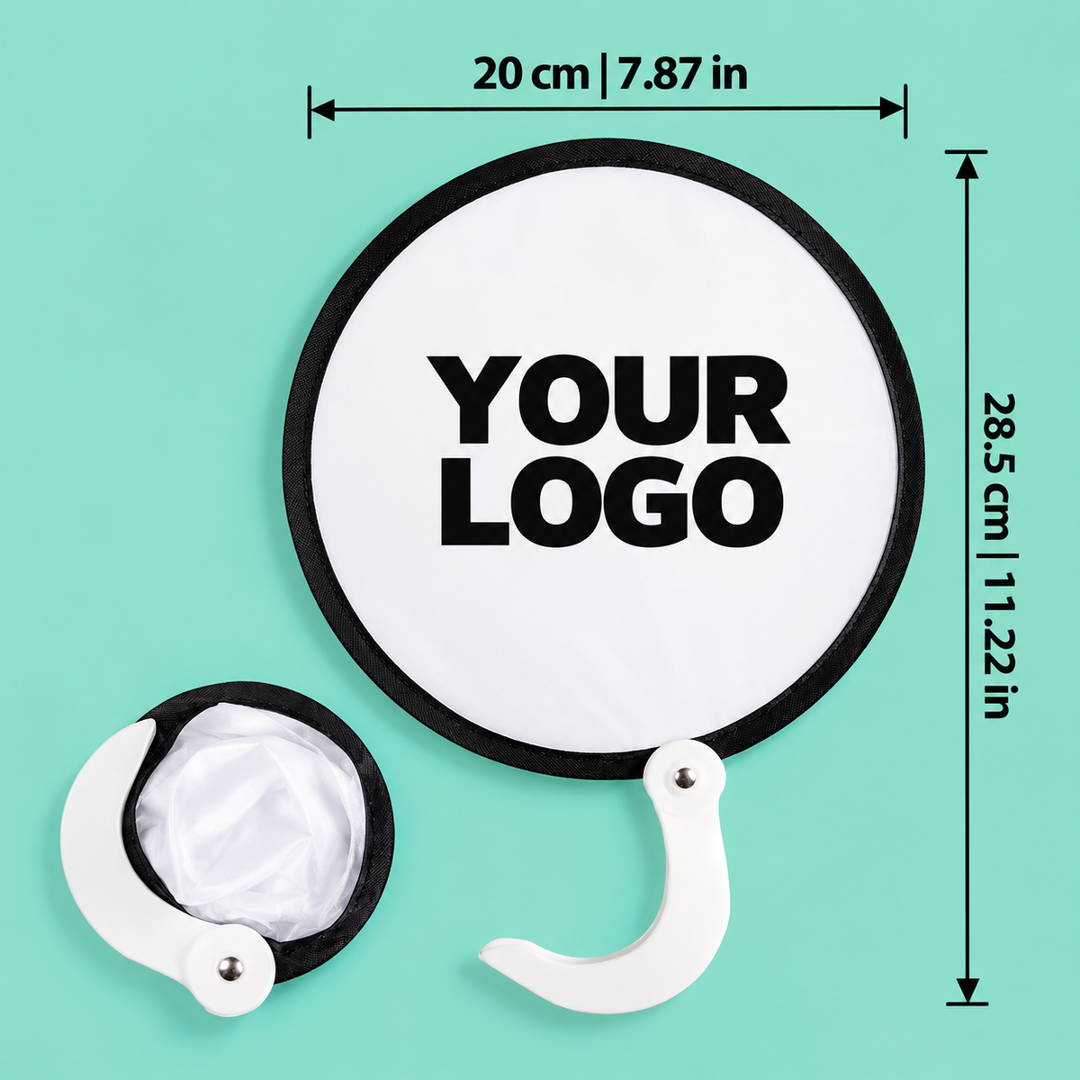 Custom Blank Round Folding Hand Fan – Portable Fabric Fan with Logo Printing