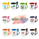 Custom Logo Manufacturer Promotional 11Oz Colorful Color Inside Milk Coffee Mug Wholesale Sublimation Ceramic Mug With Matching Color Spoon