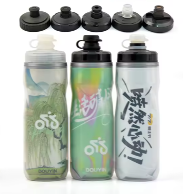 Custom 20oz Large Capacity Double-layer Insulated Bicycle Squeeze Water Bottle Colorful Gradient Sport Bottle BPA-Free Portable Cycling Bottle