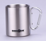 Taza de acero inoxidable de doble capa personalizada de 220 ml para acampar al aire libre, supervivencia en la naturaleza, escalada, taza de café promocional para excursionistas.