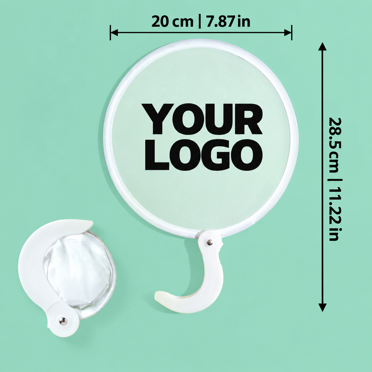 Custom Blank Round Folding Hand Fan – Portable Fabric Fan with Logo Printing