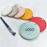 Custom Logo PU Leather Compact Makeup Mirror Portable Pocket Small Round Mirror for Women's Promotional Business Gifts