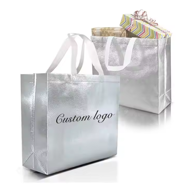 Supermarket Daily Laser Print Custom Logo Brand Reusable Non-Woven Tote Bag with Handle Travel Advertising