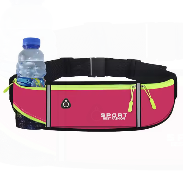 Riñonera deportiva de nailon reflectante con logotipo personalizado, impermeable, para gimnasio, correr, bolsillo para teléfono móvil, bolsa de cintura con botella