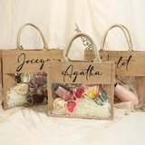Bolsa de regalo de yute con logotipo personalizado, transparente, para fiestas, ecológica, de arpillera, con ventana frontal transparente de PVC.
