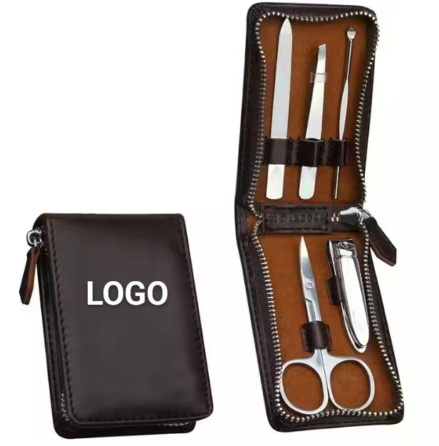Custom Logo Laserable Leatherette Manicure Nail Clipper Kit Bag for Gift