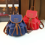 Custom Logo Fashion Backpack Women Cotton Drawstring Bag Leisure Multiple Pockets Stitching Drawstring Backpack